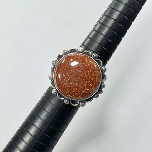 Goldstone 925 Circle Ring size 9